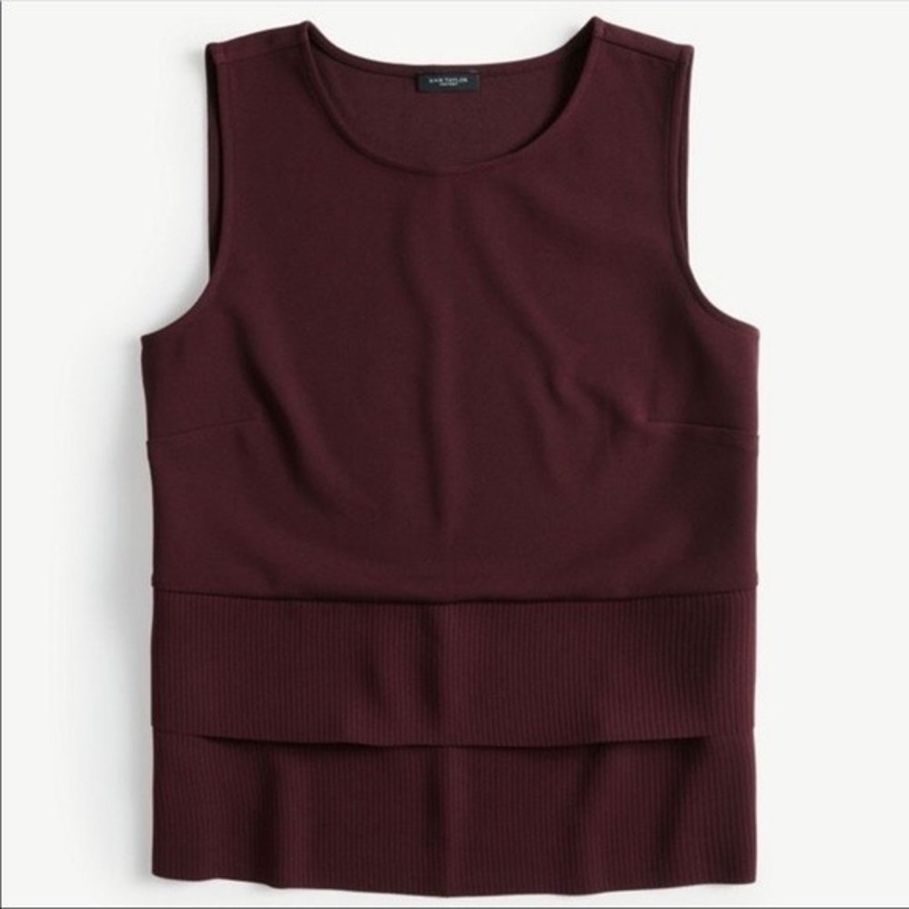 Ann Taylor Tiered Knit Shell Burgundy Size M / L